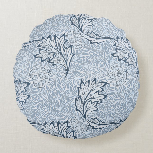 Coussins Ronds William Morris Floral en Bleu (Devant)