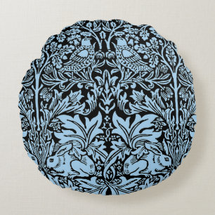 Coussins Ronds William Morris Frère Lapin Bleu Clair Noir