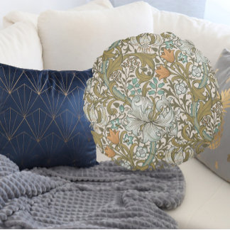 Coussins Ronds William Morris Golden Lily Blue Gold Classic
