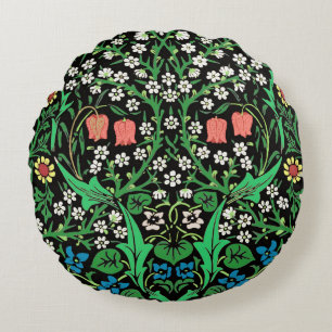 Coussins Ronds William Morris Jacobean Floral, Fond Noir
