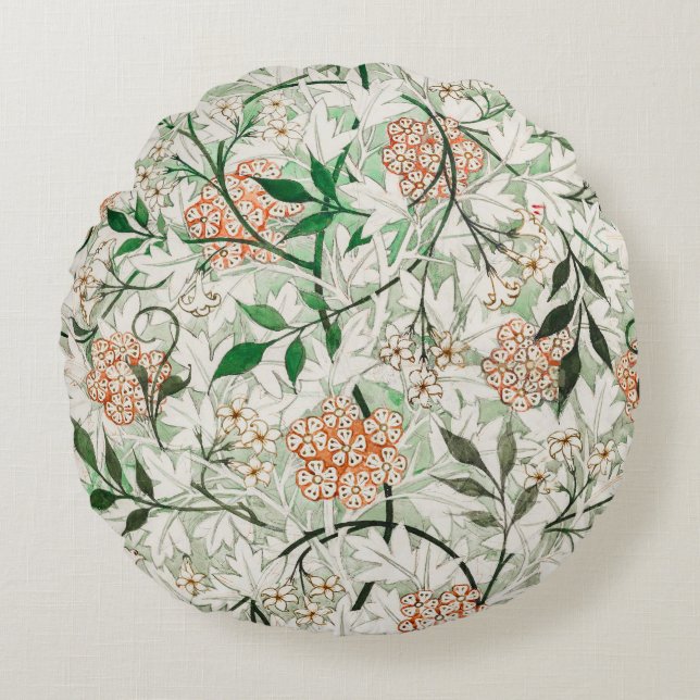 Coussins Ronds William Morris Jardin Fleur de Jasmin Classique (Devant)