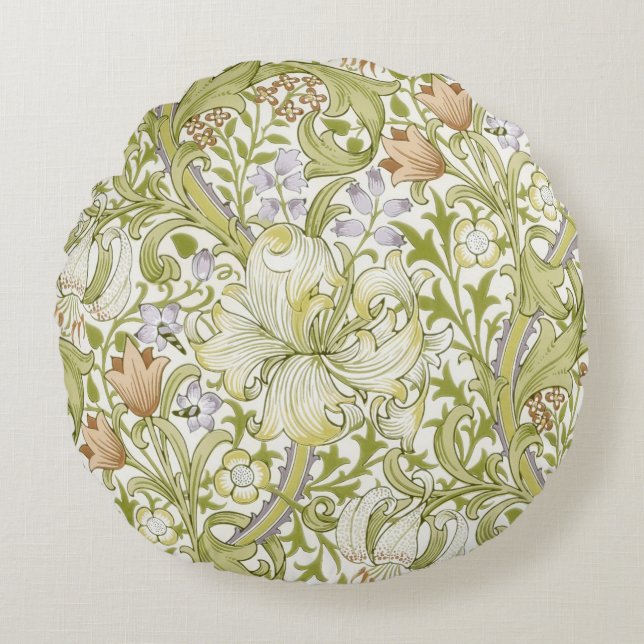 Coussins Ronds William Morris Jardin Fleur de Lys Classique (Devant)