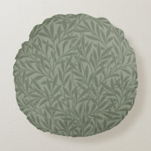 Coussins Ronds William Morris Motif Saule Antique Vert Sauge