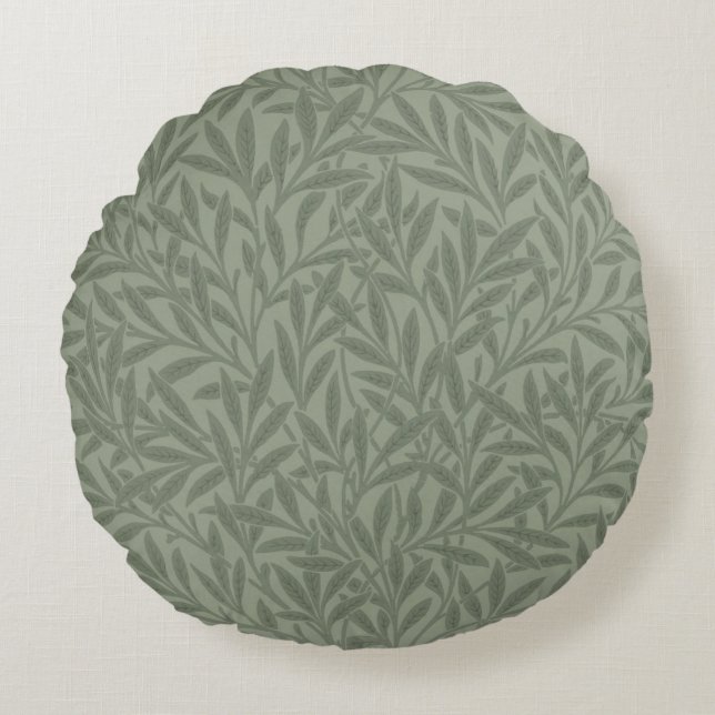 Coussins Ronds William Morris Motif Saule Antique Vert Sauge (Devant)