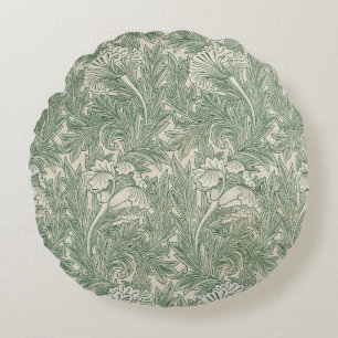 Coussins Ronds William Morris tulip fond textile vert