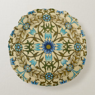 Coussins Ronds William Morris Vintage Blue Motif Sans Couture
