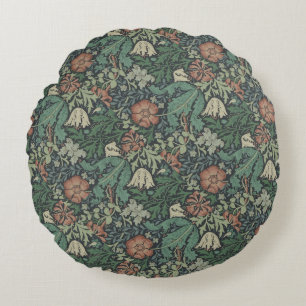 Coussins Ronds William Morris Vintage Floral Rose Green Compton