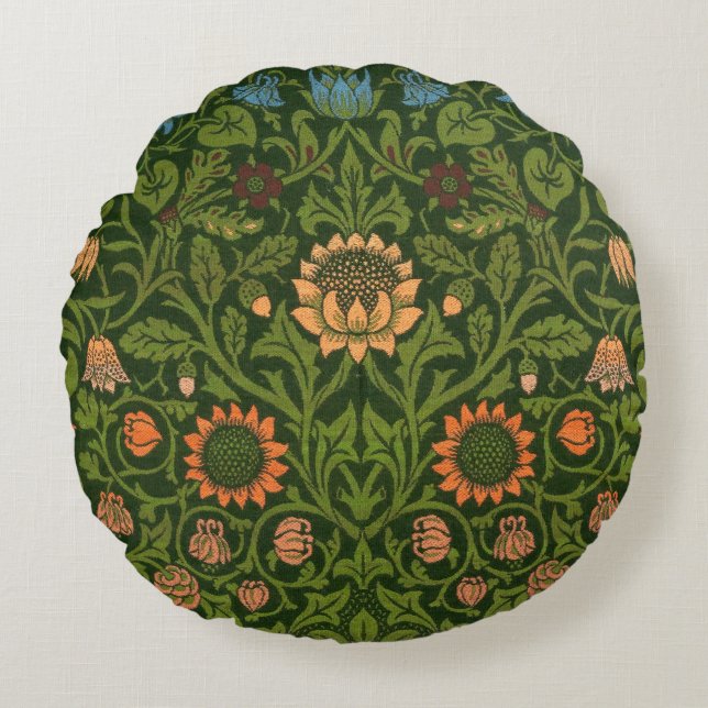 Coussins Ronds William Morris Violet et Columbine Art Rug (Devant)