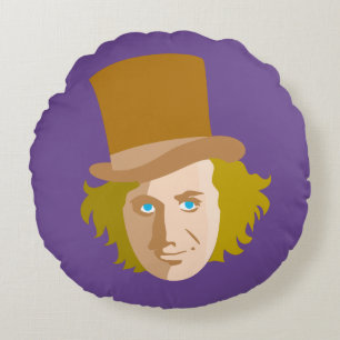 Coussins Ronds Willy Wonka Stenciled Face Graphic