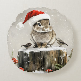 Coussins Ronds Winter Père Noël Bunny Wonderland