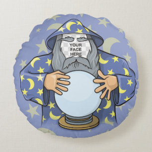 Coussins Ronds Wizard with your face