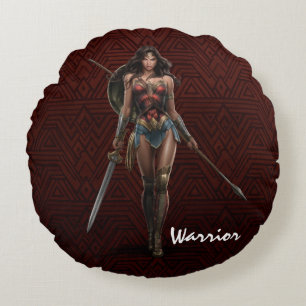 Coussins Ronds Wonder Woman Battle-Ready Comic Art