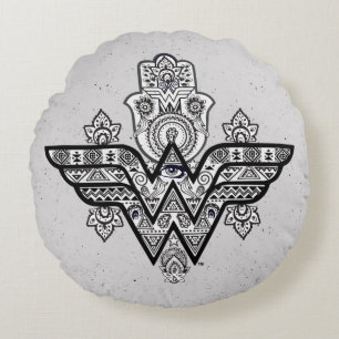 Coussins Ronds Wonder Woman Spirituel Paisley Hamsa Logo