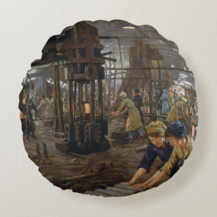 Coussins Ronds WW1 1918 Les femmes qui travaillent dans une usine