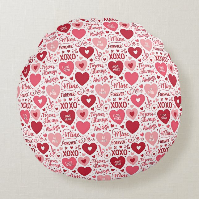 Coussins Ronds XOXO & Always Be Mine Valentine  (Devant)