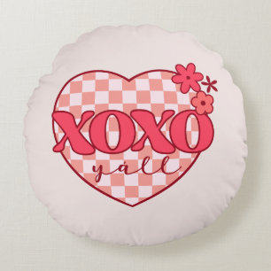 Coussins Ronds XOXO   Coeur rose mignon et amoureux