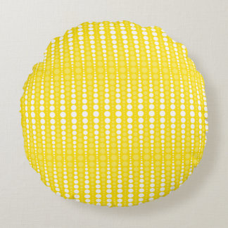 Coussins Ronds Yellow and White Polkadots Round Pillow