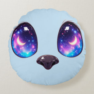 Coussins Ronds Yeux de chat arc-en-ciel Illustration de visage de