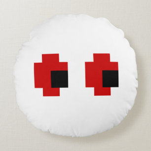 Coussins Ronds Yeux rouges effrayants 8 bits