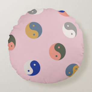 Coussins Ronds Yin et yang motif sans faille, spirituel répétable