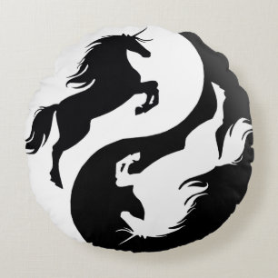 Coussins Ronds Yin Yang Unicorn Jeu d'oreiller