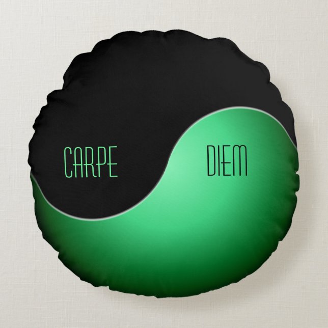 Coussins Ronds yin yang - vert (Devant)