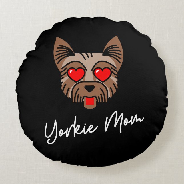 Coussins Ronds Yorkie Maman 3 (Devant)