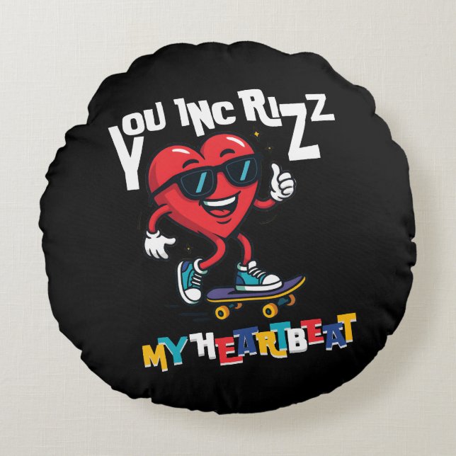 Coussins Ronds You Inc Rizz my Heartbeat - Cute skateboard heart (Devant)