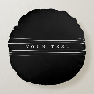 Coussins Ronds Your Custom Text & Modern Stripes Black & White
