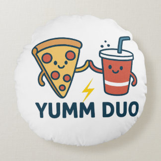 Coussins Ronds Yumm Duo Pizza et Soda Cute Cartoon
