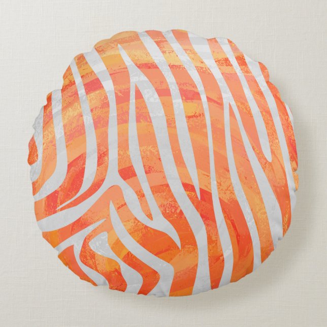 Coussins Ronds Zebra Orange and White Print (Devant)