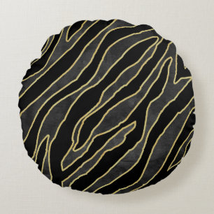 Coussins Ronds Zebra Stripes : Abstrait Monochrome Sans Seamless.