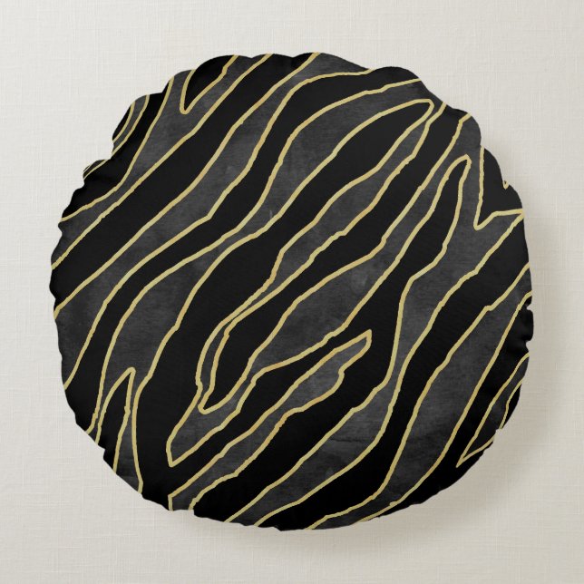 Coussins Ronds Zebra Stripes : Abstrait Monochrome Sans Seamless. (Devant)