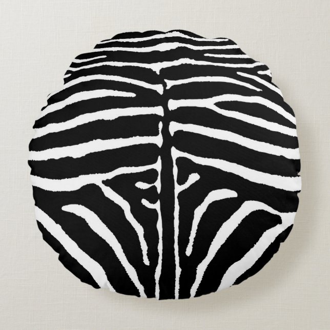 Coussins Ronds Zèbre en noir et blanc (Devant)