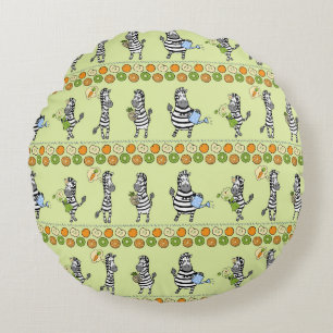 Coussins Ronds Zèbres et fruits Motif sans couture