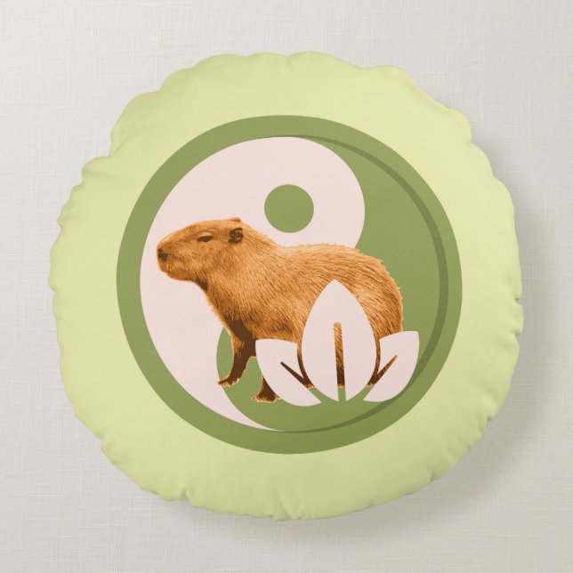 Coussins Ronds Zen Capybara Yin Yang (Devant)