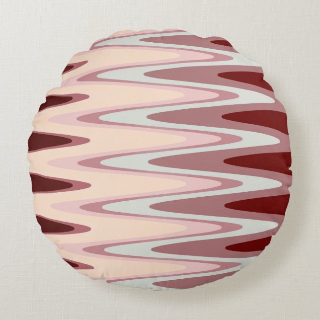 Coussins Ronds Zig Zag Bourgogne Motif gris rouge Jeu d'oreiller (Devant)