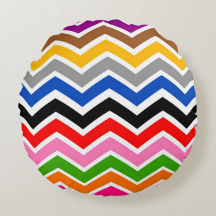 Coussins Ronds Zigzag Chevron multicolore Conception Motif