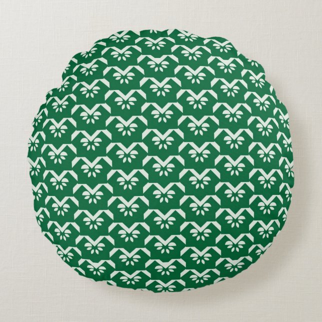 Coussins Ronds Zigzag floral vert (Devant)