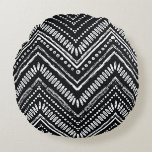 Coussins Ronds Zigzag Stripes : Ethnique Dessinée À La Main