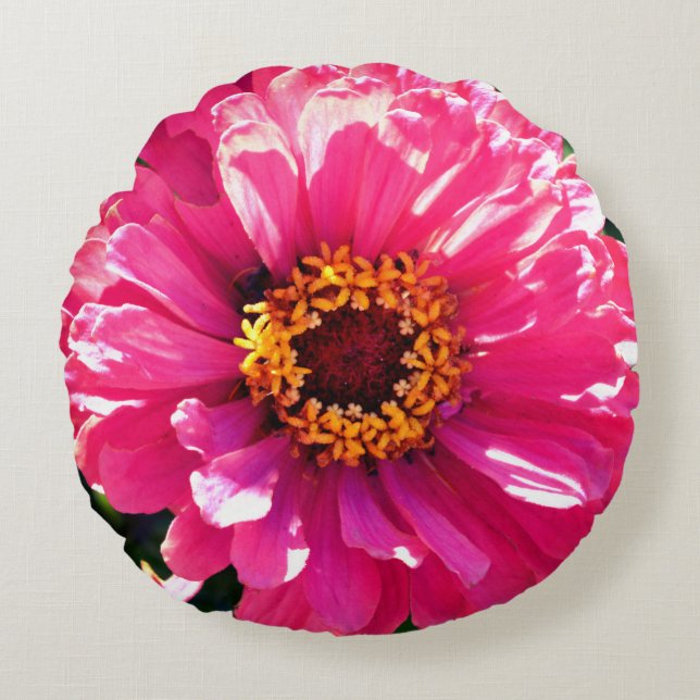 Coussins Ronds Zinnia rose (Devant)