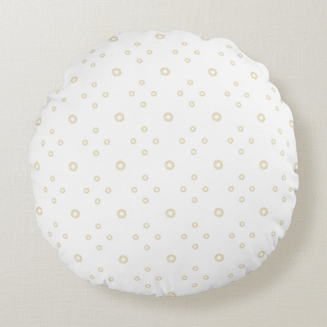 Coussins Ronds Zinnia Soleil Blanc | Or (Devant)