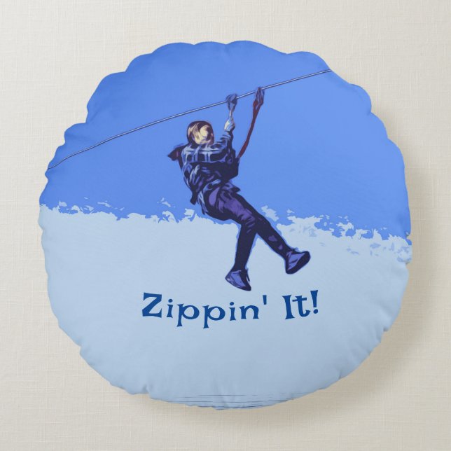 Coussins Ronds Zippin'It ! - Zipline Rider (Devant)