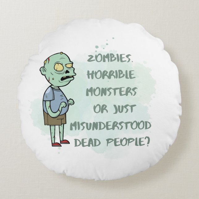 Coussins Ronds Zombies mal compris - double face (Devant)