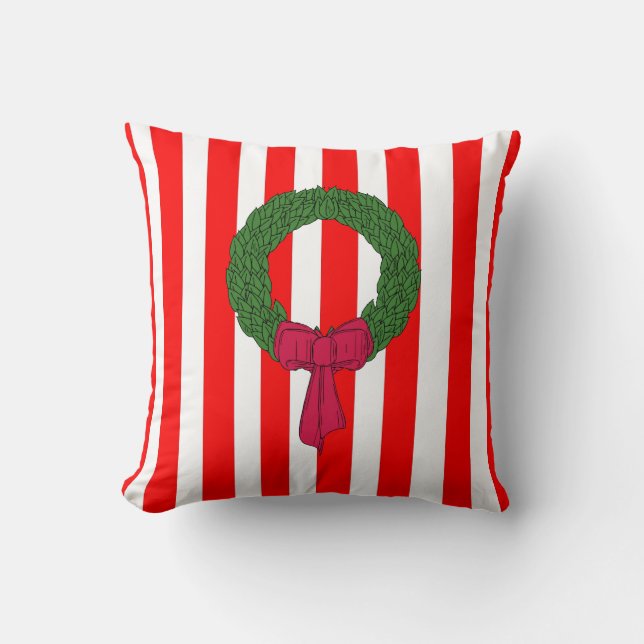 Coussins verts rouges de guirlande de rayure de (Recto)