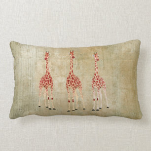 Coussins vintages de MoJo de girafes de rose rouge