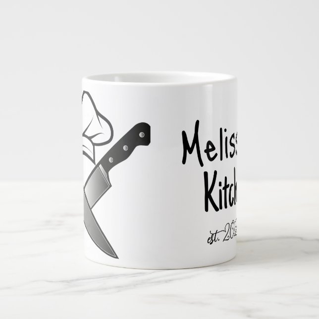Couteau Chefs Et Casquette Monogramme Mug Café (Devant)