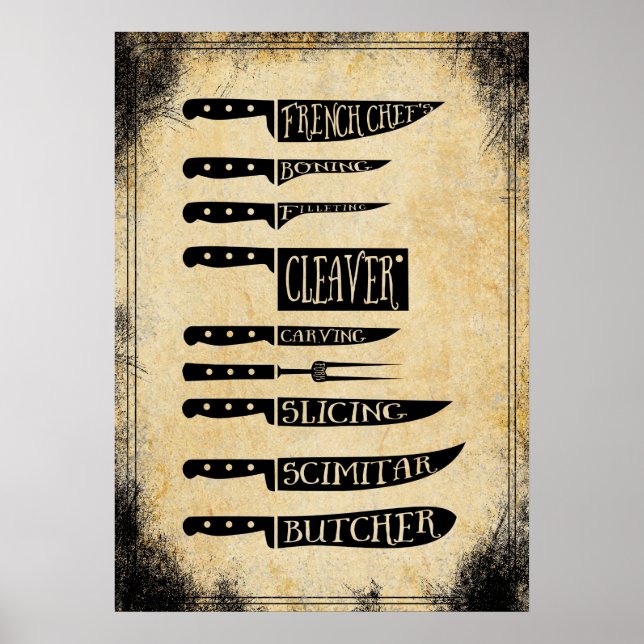 Couteaux à poster de la boucherie vintage (Devant)