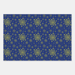 Couteaux de neige de Noël Jaune sur papier bleu