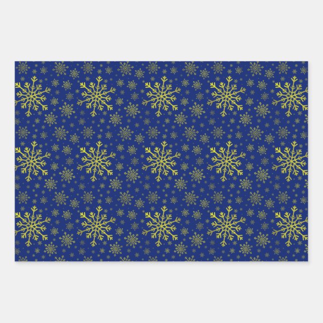 Couteaux de neige de Noël Jaune sur papier bleu (Devant)